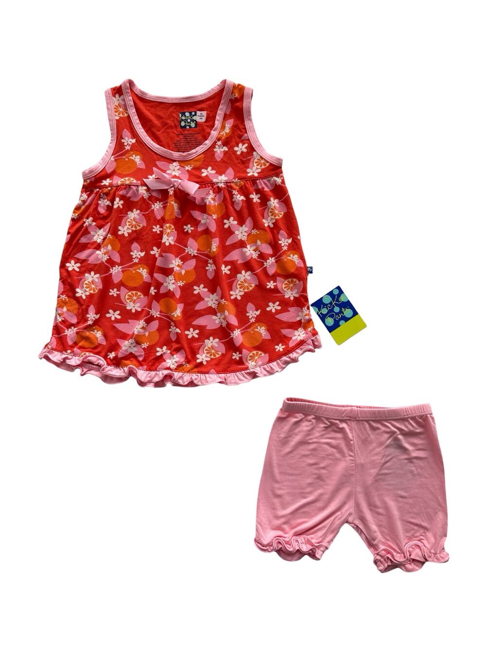 NWT Kickee Pants Poppy Bambo Orange Swing Tank + Shorts Set Size 4T